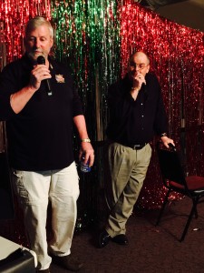 Iowa Elks Association President Dan Olson from Sioux City Lodge #112 and President Elect Roger McQueen from Shenandoah Lodge #1122 TRY and sing for the crowd!