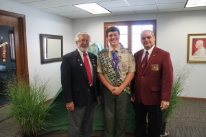 Pictured from left: Dennis DeWild Exalted Ruler, Austin Perrin Eagle Scout and Roger McQueen State President Iowa Elks Association.